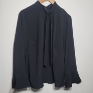 Eloquii Black Blouse with Tie Detail